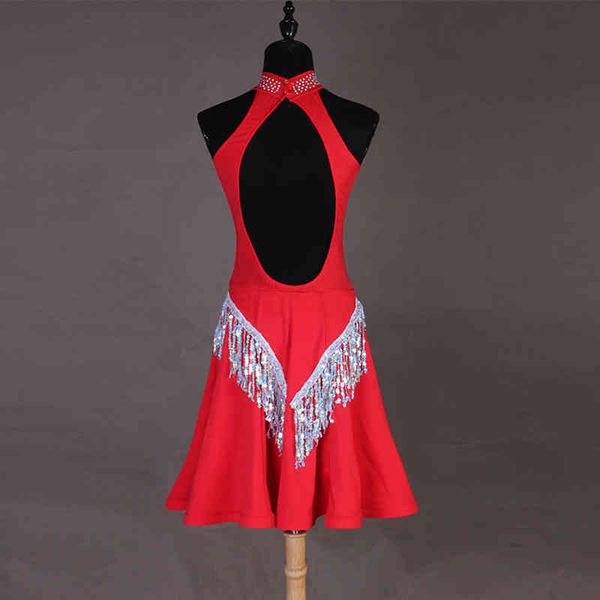 

custom made dance women salsa rumba chacha es ballroom competition costume girls rhinestones latin dancewear, Black;red