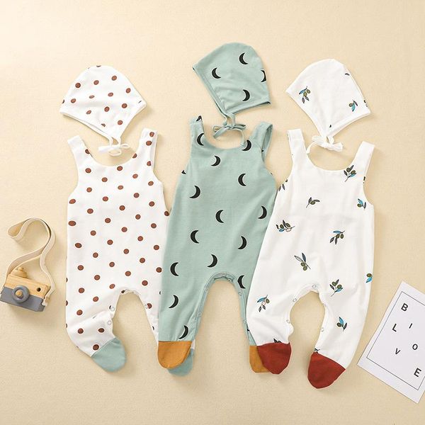

jumpsuits summer infant strap sleeveless one-piece clothes 0-12m baby boys and girls cotton breathable comfortable trousers romper, Blue