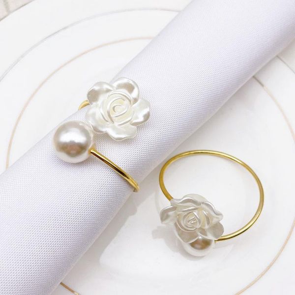 

napkin rings 12pcs pearl white flower button simple ring buckles wedding celebrations birthday parties table decorative