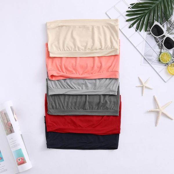 

gym clothing 2021 women's solid strapless seamless sports underwear active base layer bandeau tube vest soft modal material, White;black