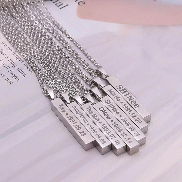 

pcs fashion boys kpop shinee necklace for women man min ho o key birthday collares girl jewelry pendant necklaces, Silver