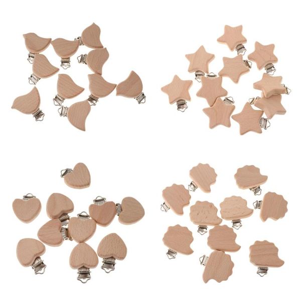 

10pcs baby wooden children natural pacifier holder clip infant nipple clasps pacifiers#