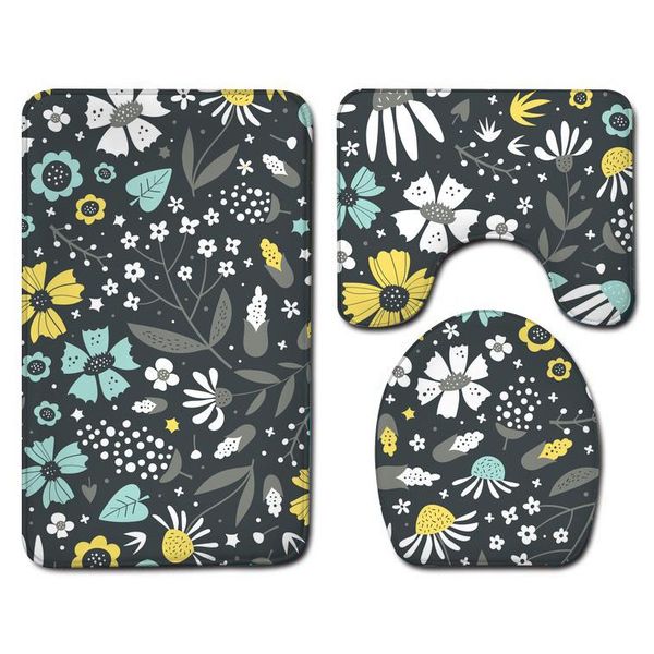 

bath mats 3pcs/set artistic style bathroom carpet rug toilet mat anti-slip floor set seat cushion