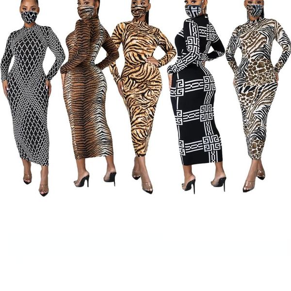 

casual dresses spring/autumn women's bodycon unique patterns maxidress longsleeve zipper mock neck party print pencil stretchdresses, Black;gray