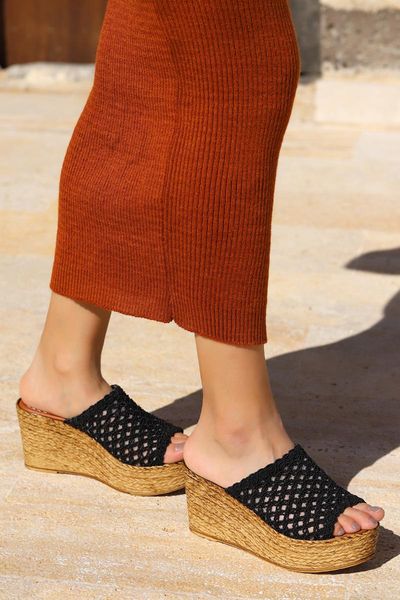 

woggo pnt 531059 daily 8 cm wedges female slippers, Black