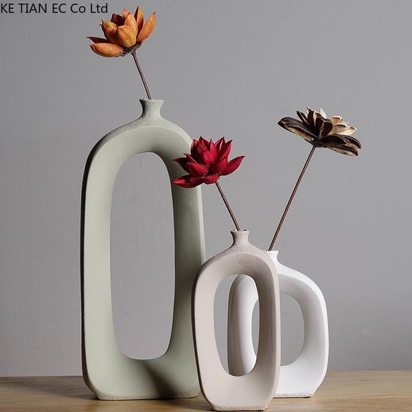 

vases creative ceramic hollow vase counterflower arrangement living room table deco dried storage container home decor