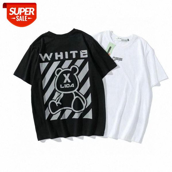 

cartoon letter bear round neck pullover short sleeve men and women in the same batch #br2t, White;black