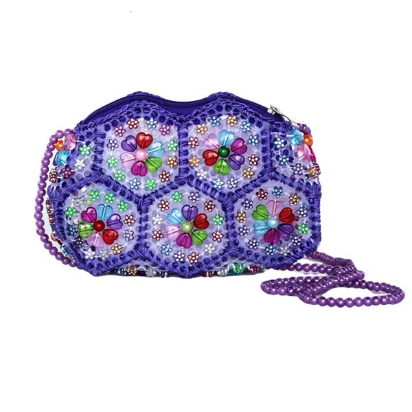 

single shoulder portable women's yunnan handmade bag colorful 16 piece pearl flower zero wallet