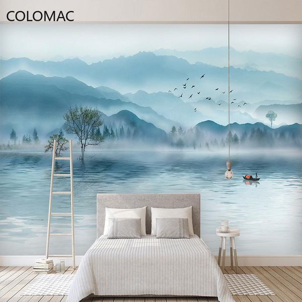 

wallpapers colomac custom chinese style artistic conception ink painting landscape tv background wallpaper waterproof mural drop shopping
