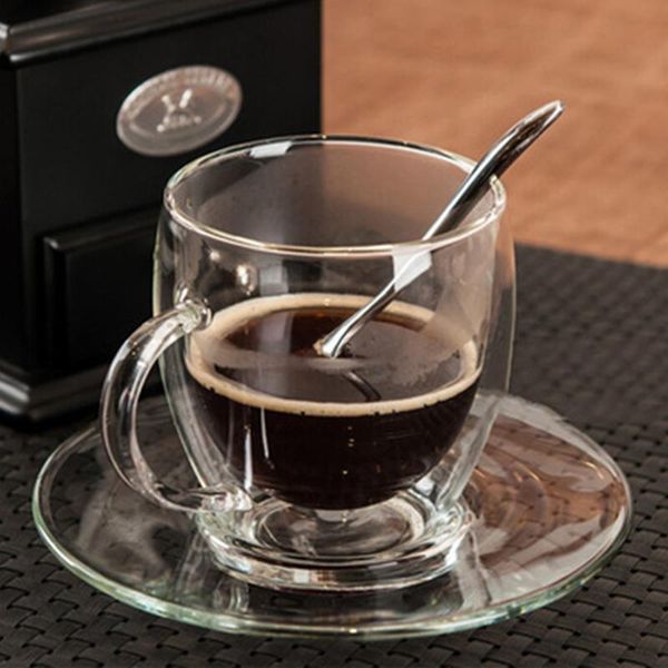 

mugs 270ml heat-resistant glass coffee cup with a saucer creative fashion manual blown milk juice water gift for friend