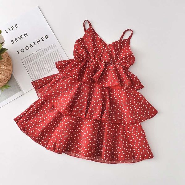 

girl's dresses menoea girls casual summer kids polka dot costumes baby girl tiered outfits party suits toddler vestidos 2 6y, Red;yellow