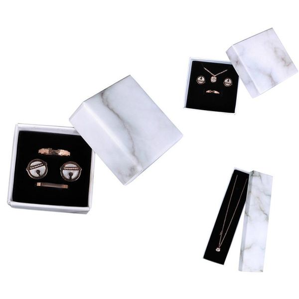 

gift wrap marble jewelry box necklace bracelet rings carton packaging display gifts storage organizer holder square