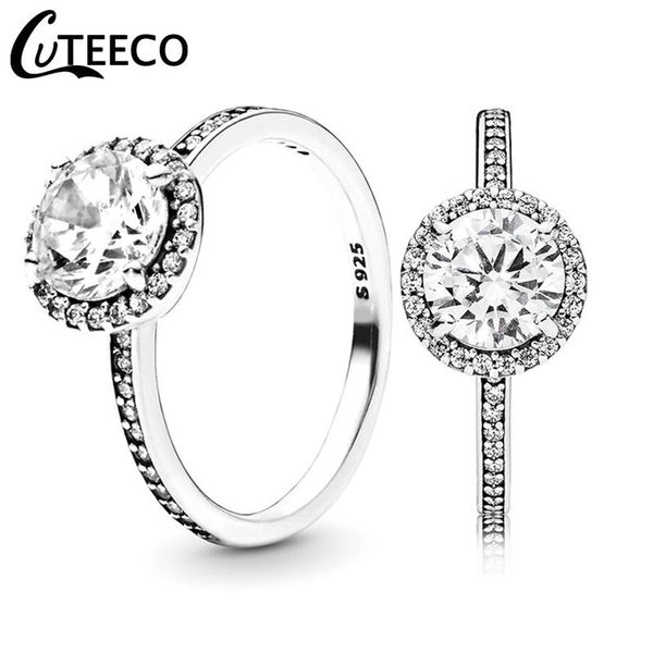 

wedding rings cuteeco 2021 classic elegant round zircon for women ring engagement luxurious jewelry valentine's day gift, Slivery;golden