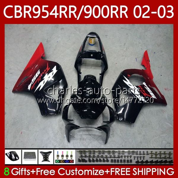 Honda CBR900 CBR954 RR CBR 954 900 RR CC 2002-2003 Vücut 61NO.44 CBR954RR CBR 900RR 954RR 900CC 02 03 CBR900RR CBR954-RR 2002 2003 PERSALLARI RED Glossy Blk