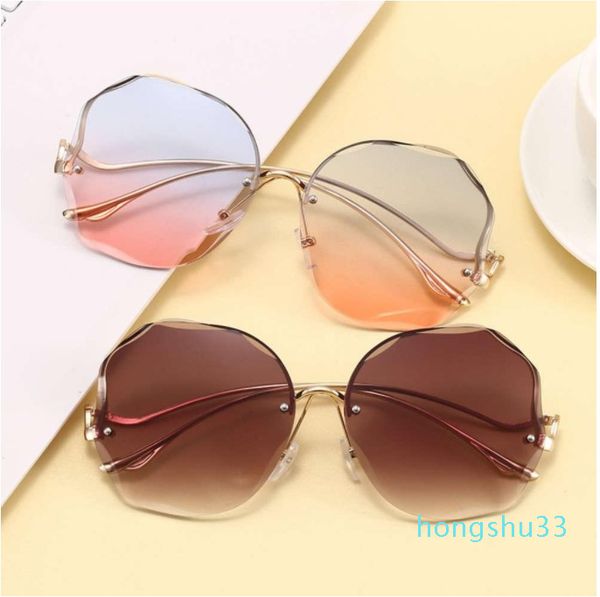 

sunglasses2020 metal fashion women's rimless cut net red sunglasses, Black