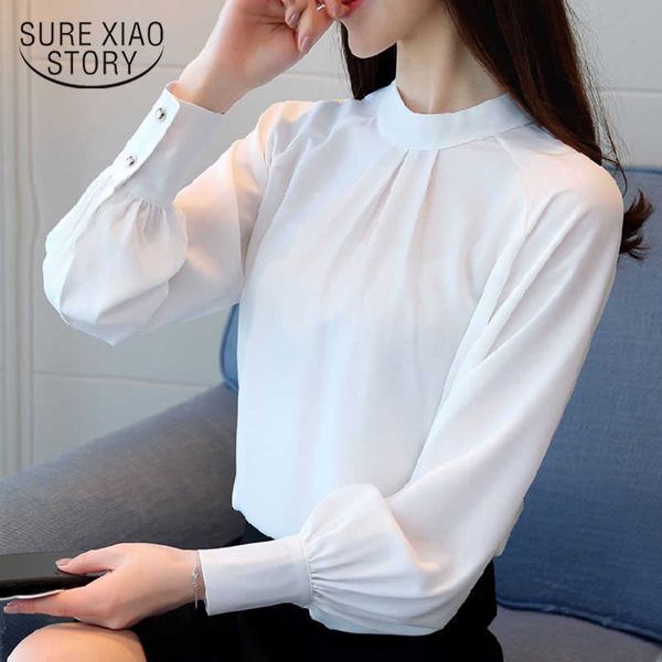 

autumn chiffon women shirts long sleeve ladies solid office lady blouse fashion blouses women blusa feminina 1308 40 210528, White