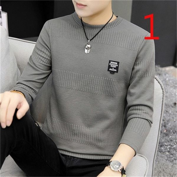 

men's long-sleeved t-shirt autumn and winter round neck wool knit bottoming shirt slim trend 210420, White;black