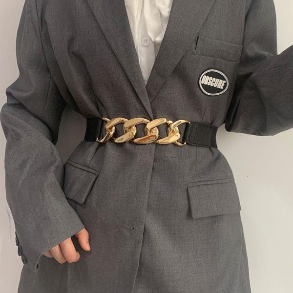 

belts designer big chain belt for women fashion luxury waist elastic thin girdle simple lady gold dress, Black;brown
