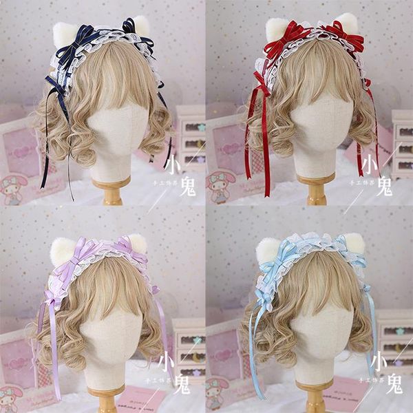 

party masks original handmade japanese sweet bow cat ears headband kc astrology hair band bared pink sky blue color sax