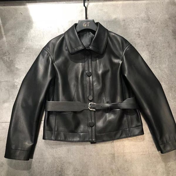 

women's leather & faux sheepskin coat for women genuine jacket winter autumn 2021 fashion female jackets, Black