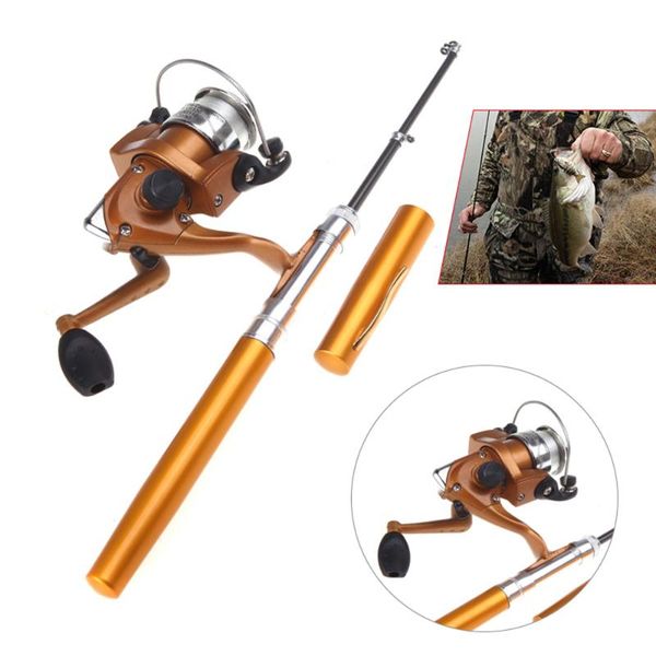 

pen fishing rod and reel combo aluminum alloy mini pocket pole spinning set carp boat rods