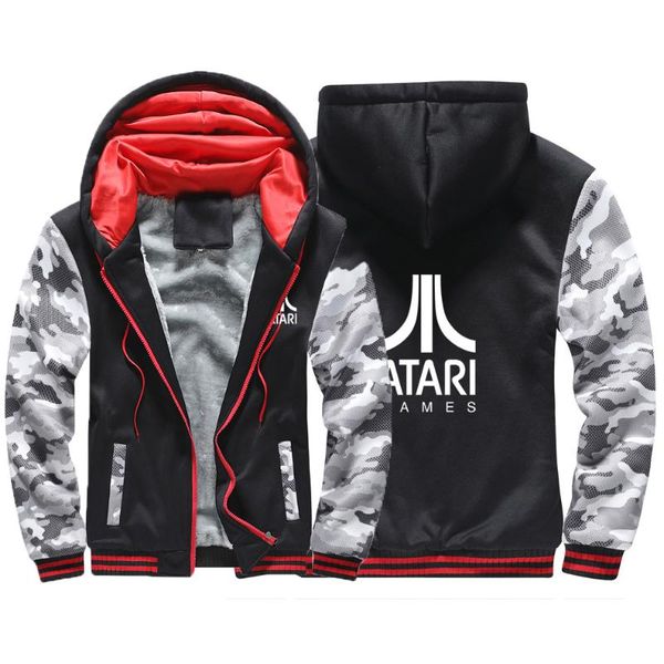 

men's hoodies & sweatshirts the 2021 atari games print zipper jackets sweatshirt coat thicken plus cotton comfortable hooded long sleev, Black