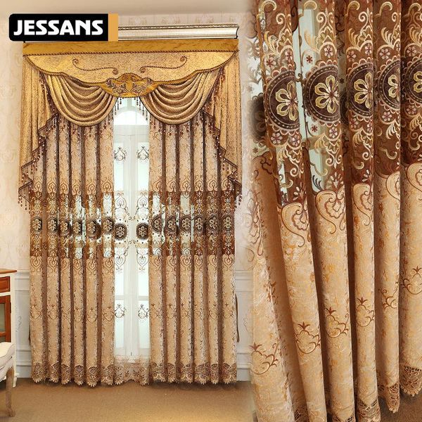 

curtain & drapes european style light luxury noble water soluble hollow embroidery curtains for living room bedroom window valance custom