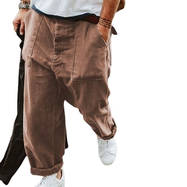 

2021 autumn and winter new street style loose tie casual men's pants, Black