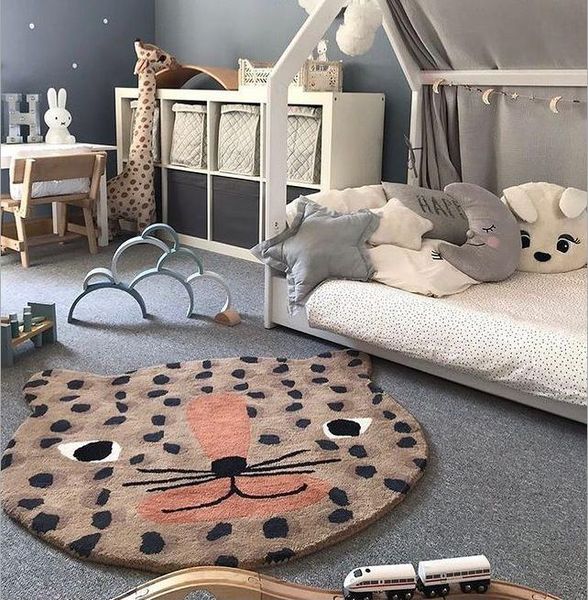 

carpets children's room cartoon leopard animal carpet special-shaped thickened bedroom baby game floor mat