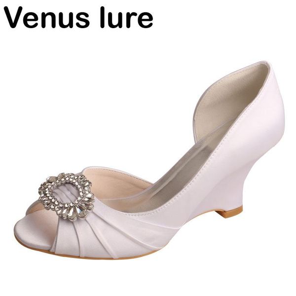 

dress shoes (23 colors) wedding wedge heels white color women summer pumps, Black