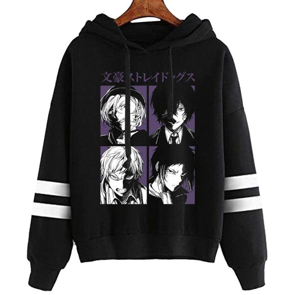 

men's hoodies & sweatshirts bungou stray dogs merch dazai chuuya cozy pullovers sudadera felpa moletom, Black