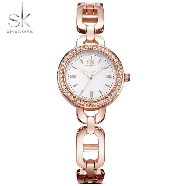 

wristwatches shengke luxury women's watch fashion ladies watches rose gold all steel clock satre relogio feminino, Slivery;brown