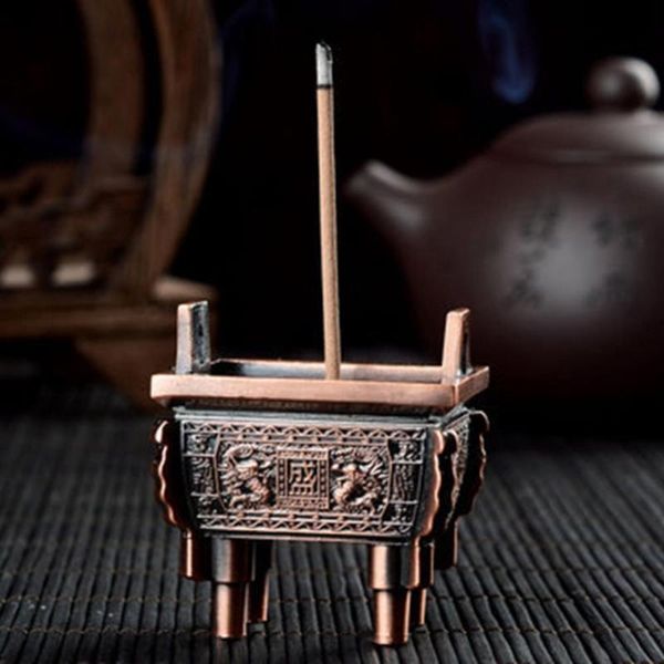 

fragrance lamps chinese square tripod incense burners zinc alloy holder meditation buddhist zen censer cone coil stick base