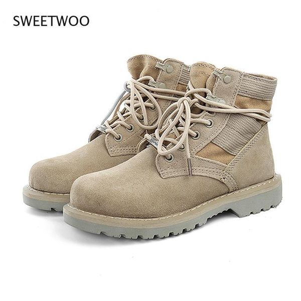 

boots male leather knight desert female tooling short outdoor couple army shoes 2021 large size women's, Black