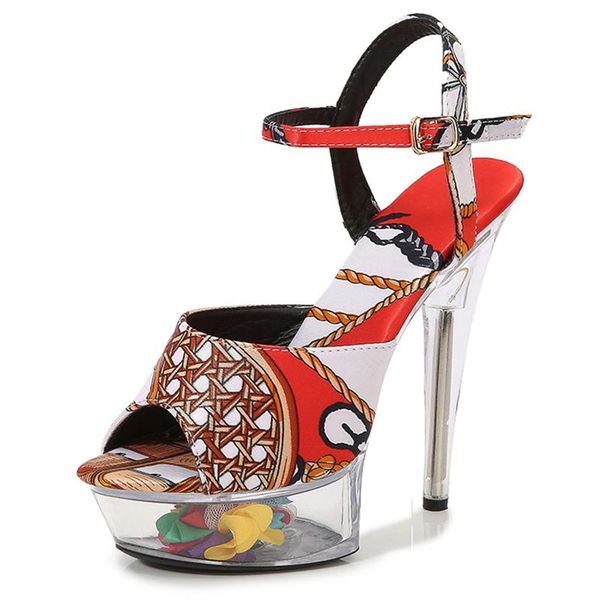

dress shoes reflective nightclub sandals waterproof platform large size female high-heeled wild thin, Black