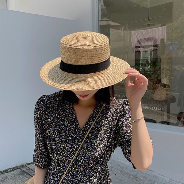 

lafite straw hat female sunscreen hat beach net red flat summer korean versatile woven fisherman's hat, Blue;gray