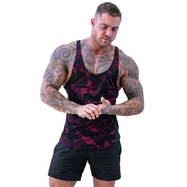 Camuflagem Tanque Top Mens Sexy Workout Gym Roupas sem mangas Mens Tops Sports Fitness Masculino Sportswear Muscle Elasticity Tops 210524