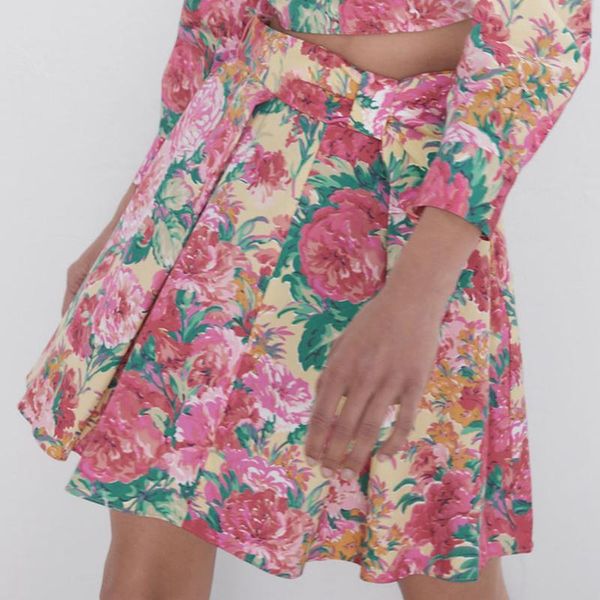 

floral printed skirts women fashion a line mini skirt elegant tie blet waist female ladies hg, Black