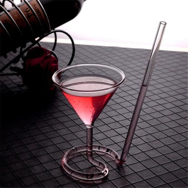 

creative screw spiral straw molecular cocktail glass bar party wine martini champagne charm for home glasses
