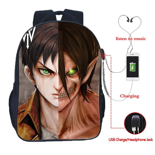 

backpack mochila attack on titan backpacks bookbags anti theft usb charge waterproof bagpack school bags teenage travel rucksack