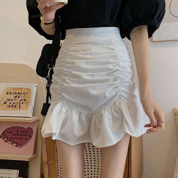 

skirts short skirt summer 2021 net red chic pleated high waist and thin versatile bag hip a-line, Black