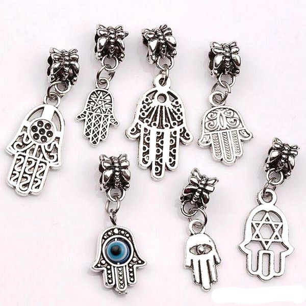 100 Stücke Antik Silber Legierung Mix Hamsa Hand Charm Anhänger für Schmuck Machen Armband Halskette DIY Zubehör A-385