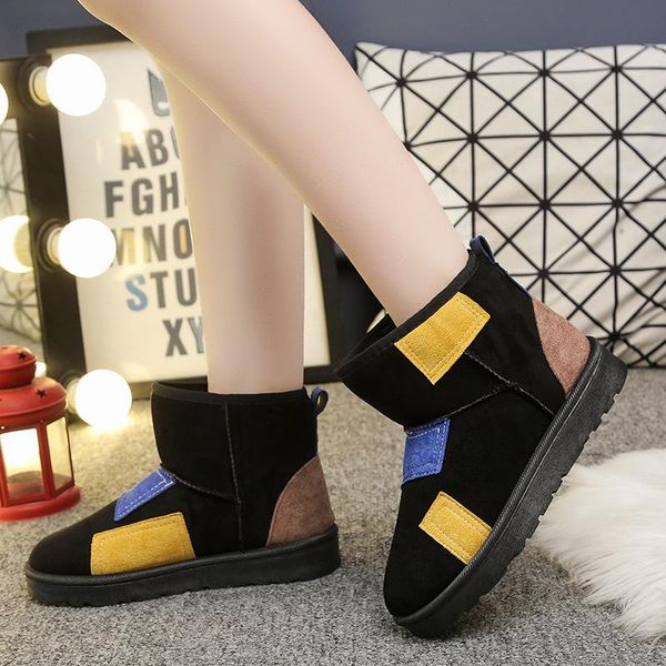 

boots 2021 women winter shoes snow super warm sneakers ankle mother patchwork beige black