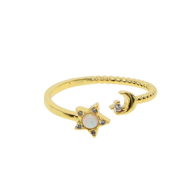 

wedding rings tiny delicate gold color small for women opal cz stone girl gift simple cute finger adjustable ring, Slivery;golden