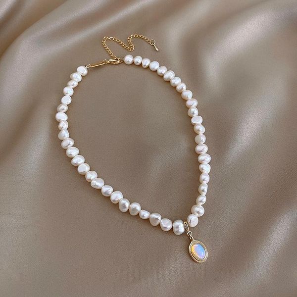 

pendant necklaces fashion jewelry natural freshwater pearl short necklace elegant women's banquet daily clavicle drop, Silver