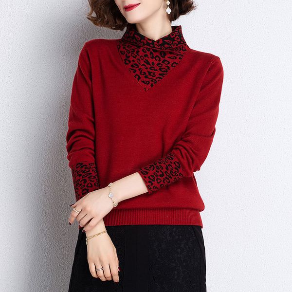 

women's sweaters women spring sweater jumper leopard shirt collar long sleeves female casual knitted pullover 2u2z, White;black