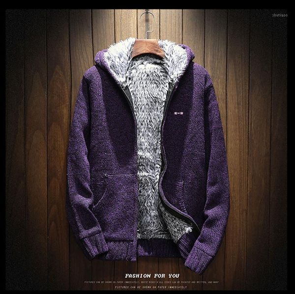 

men's jackets park long-sleeved plush youth sweater hooded casual knitted cardigan trendy yi-yuan jacket, Black;brown