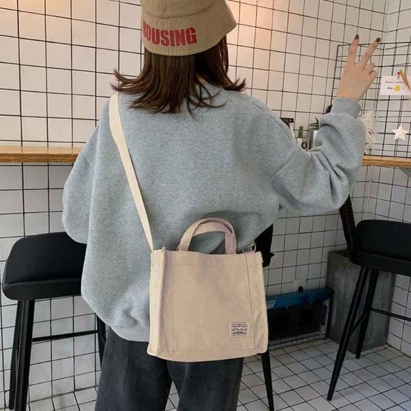 

waist bags 4# women's canvas square bag handbag corduroy ladies 2021 trend single shoulder solid color buckle messenger