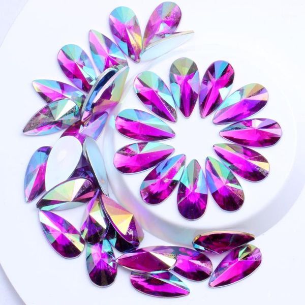 

imitation acrylic rhinestones 200pcs 9x18mm ab colors flatback pointed tear shape drop glue on beads diy decorations1, Silver;gold