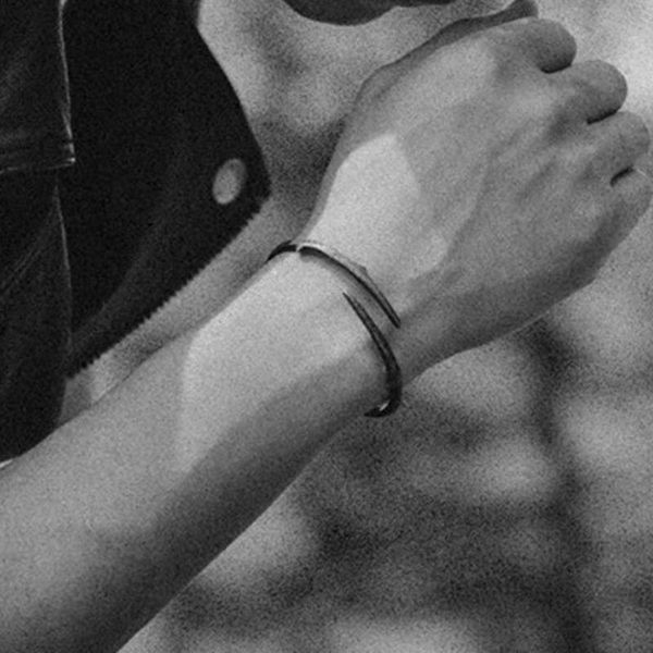 

bangle woman bracelet 925 silver women jewelry fashion couples accessories punk rock vintage women's party hand bracelets, Black